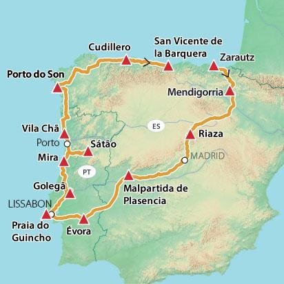 spanje portugal kaart